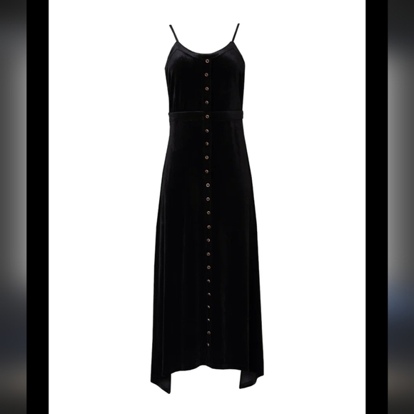 BLANK Black Asymmetrical Velour Jumper Dress. Size Large. New. - Picture 4 of 9